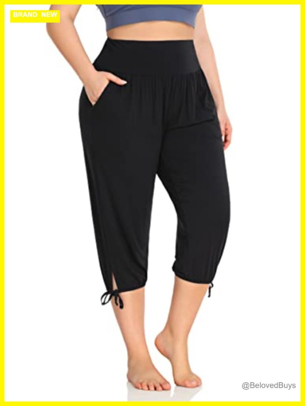 Plus Size Yoga Capri Pants High Waisted Joggers with Pockets